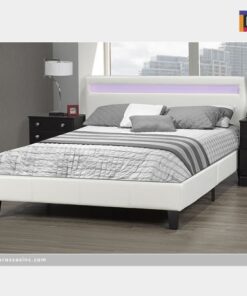 LX688 WH DHARA Queen BED FRAME W/LED LIGHT, WHITE