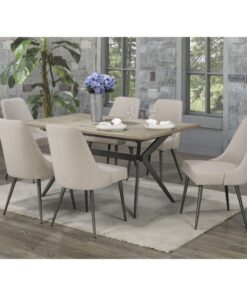 Brassex 7 piece XA-D655-BEI CELINE DINING SERIES BEIGE