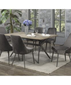Brassex 7 piece XA-D655-GR CELINE DINING SERIES GREY VELVET