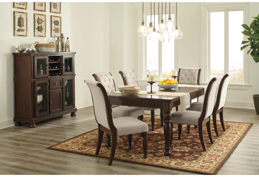 Porter 7-Piece Dining Set With fabric chairs - Furniture Trends