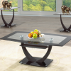 Black Trimmed Tempered Glass Coffee Table Set