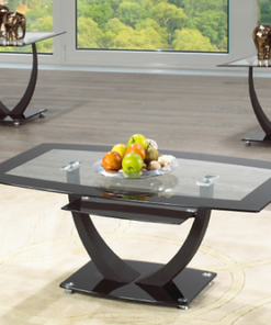Black Trimmed Tempered Glass Coffee Table Set
