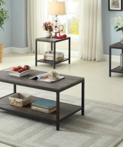 Industrial-Style Coffee Table Set with Metal Frame