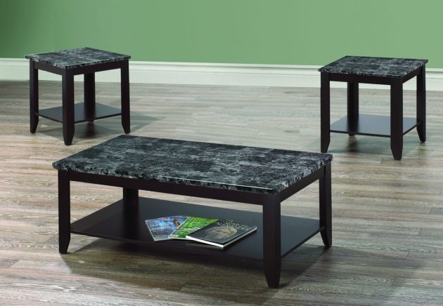 Modern 3-Piece Coffee Table Set with Marble Top