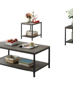 Industrial-Style Coffee Table Set with Metal Frame