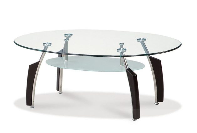 Stylish Glass Coffee Table with Chrome Legs