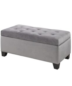Brassex 22291-GR TUFTED STORAGE OTTOMAN GREY