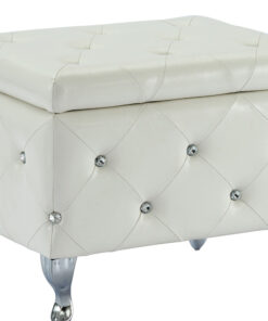 Worldwide Monique Square Storage Ottoman in White
