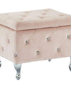 Worldwide Monique Square Storage Ottoman in Blush Pink
