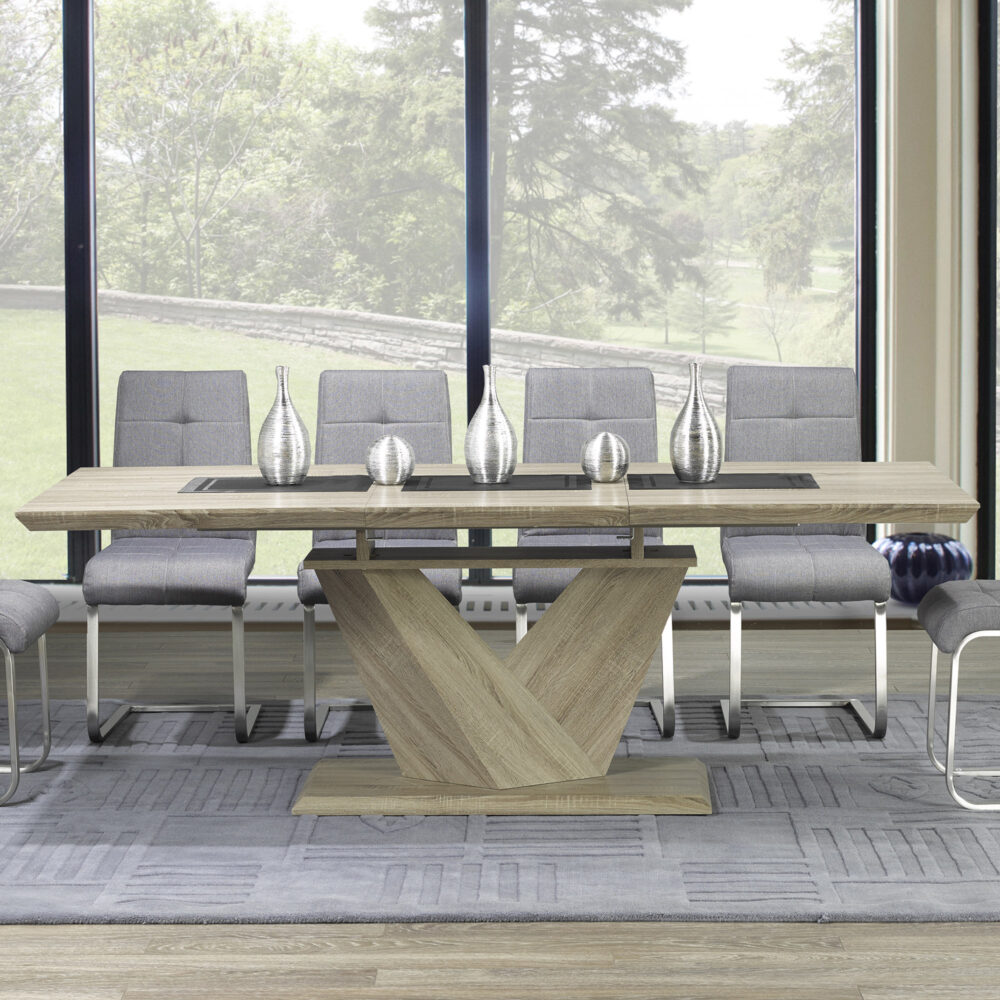 Alternative view of Worldwide Eclipse Dining Table with Extension in Washed Oak