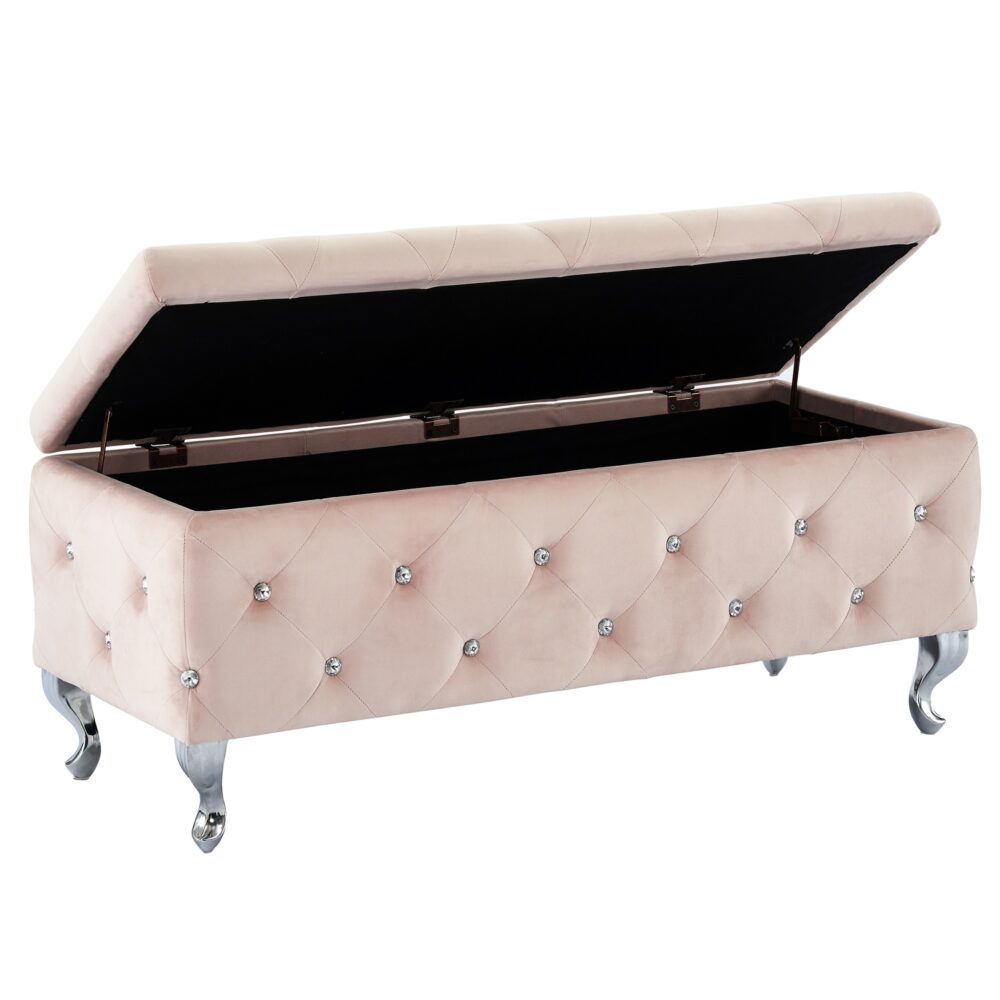 Alternative view of Worldwide Monique Rectangular Storage Ottoman in Blush Pink