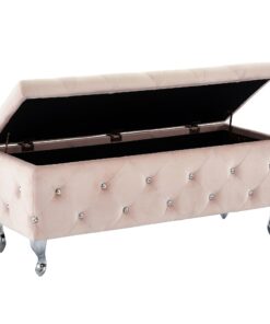 Alternative view of Worldwide Monique Rectangular Storage Ottoman in Blush Pink