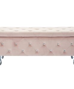 Worldwide Monique Rectangular Storage Ottoman in Blush Pink
