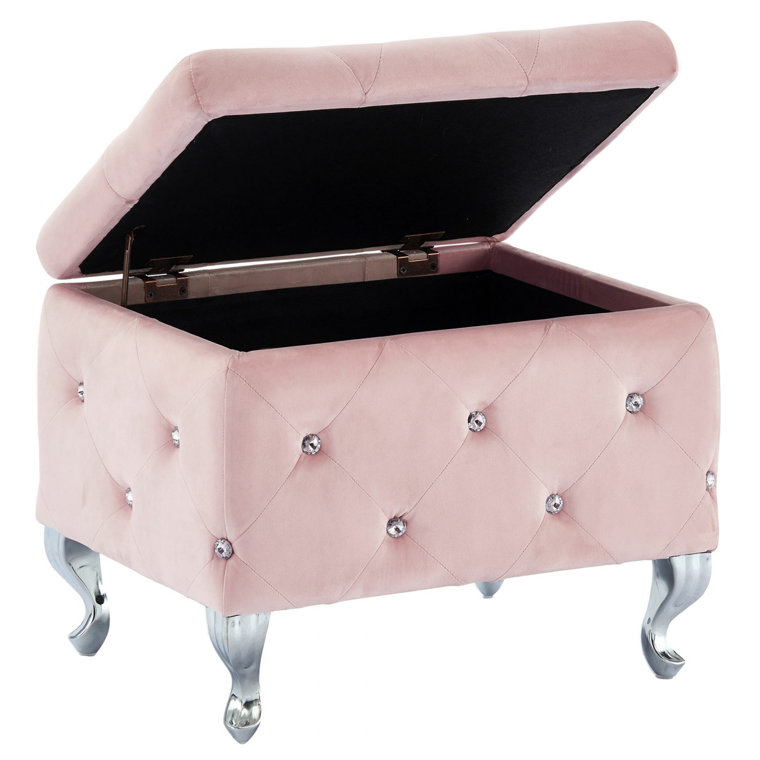 Worldwide Monique Square Storage Ottoman in Blush Pink Furniture Trends