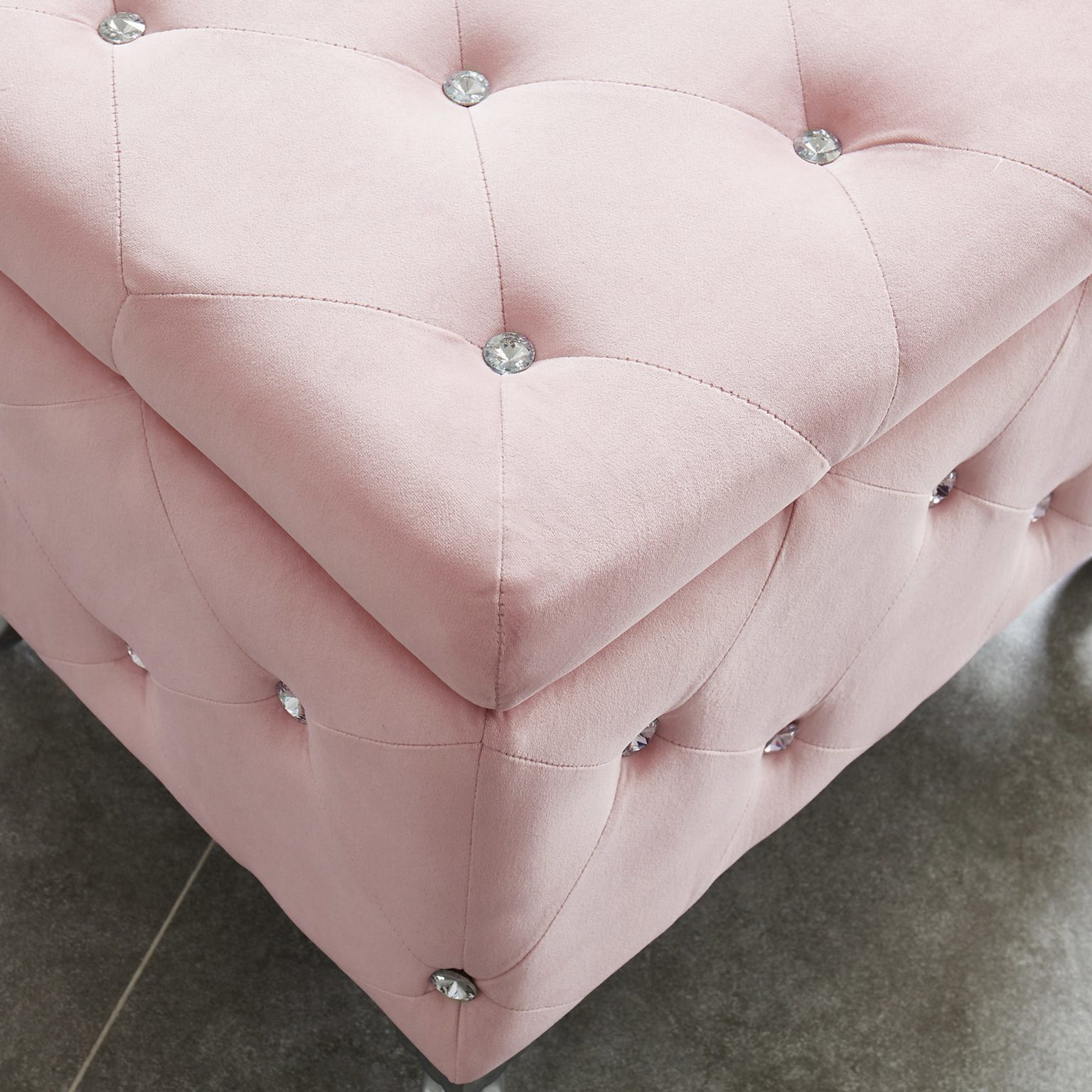 Worldwide Monique Square Storage Ottoman In Blush Pink Furniture Trends