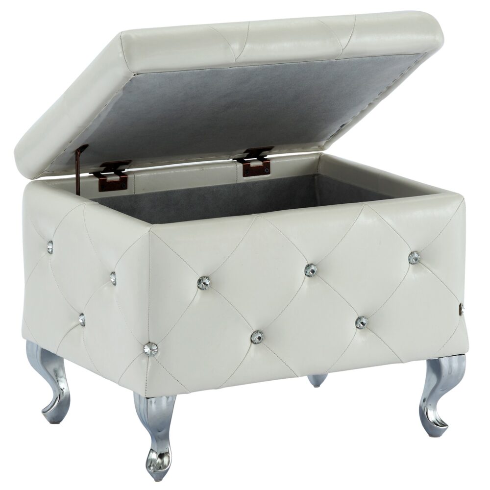 Alternative view of Worldwide Monique Square Storage Ottoman in White