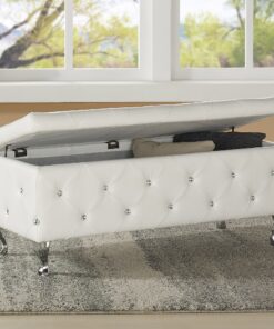 Alternative view of Worldwide Monique Rectangular Storage Ottoman in White