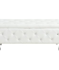 Worldwide Monique Rectangular Storage Ottoman in White