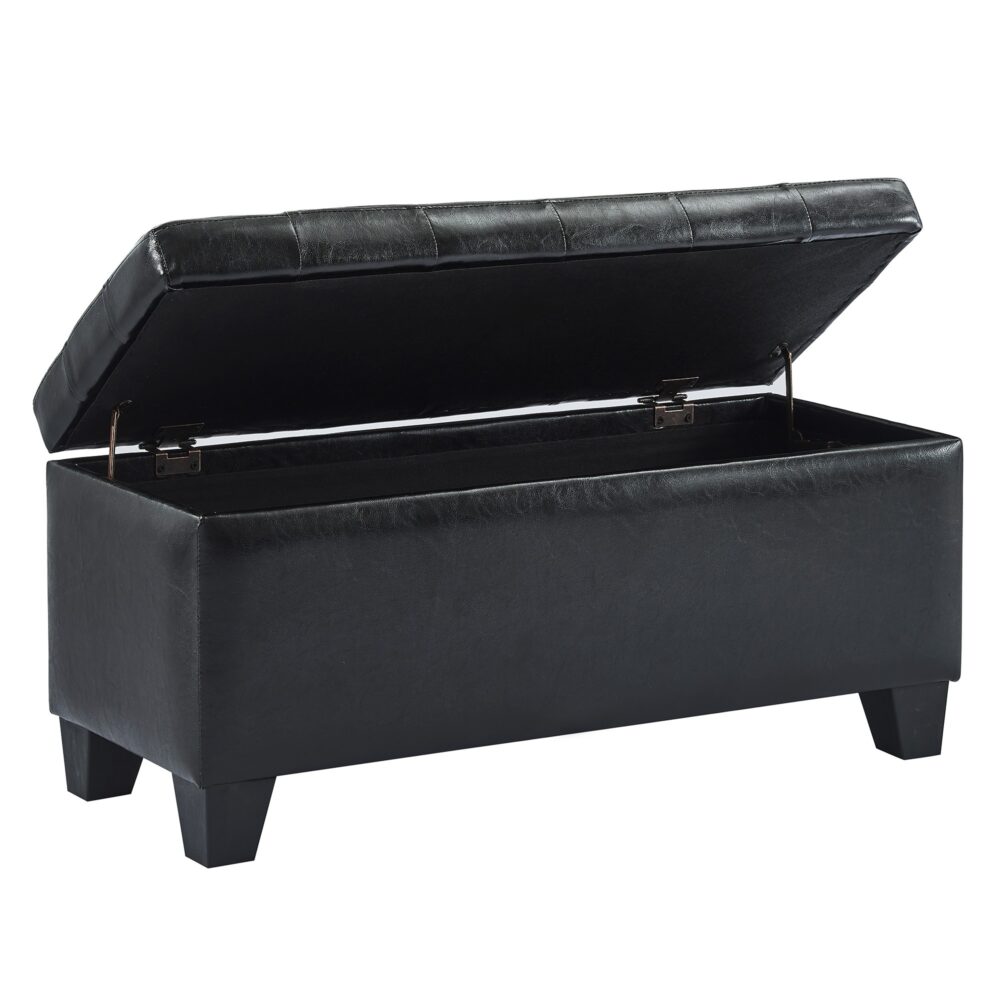 Alternative view of Worldwide Winston Rectangular Storage Ottoman in Black