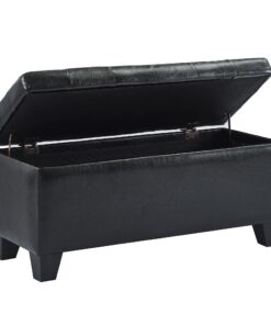 Alternative view of Worldwide Winston Rectangular Storage Ottoman in Black
