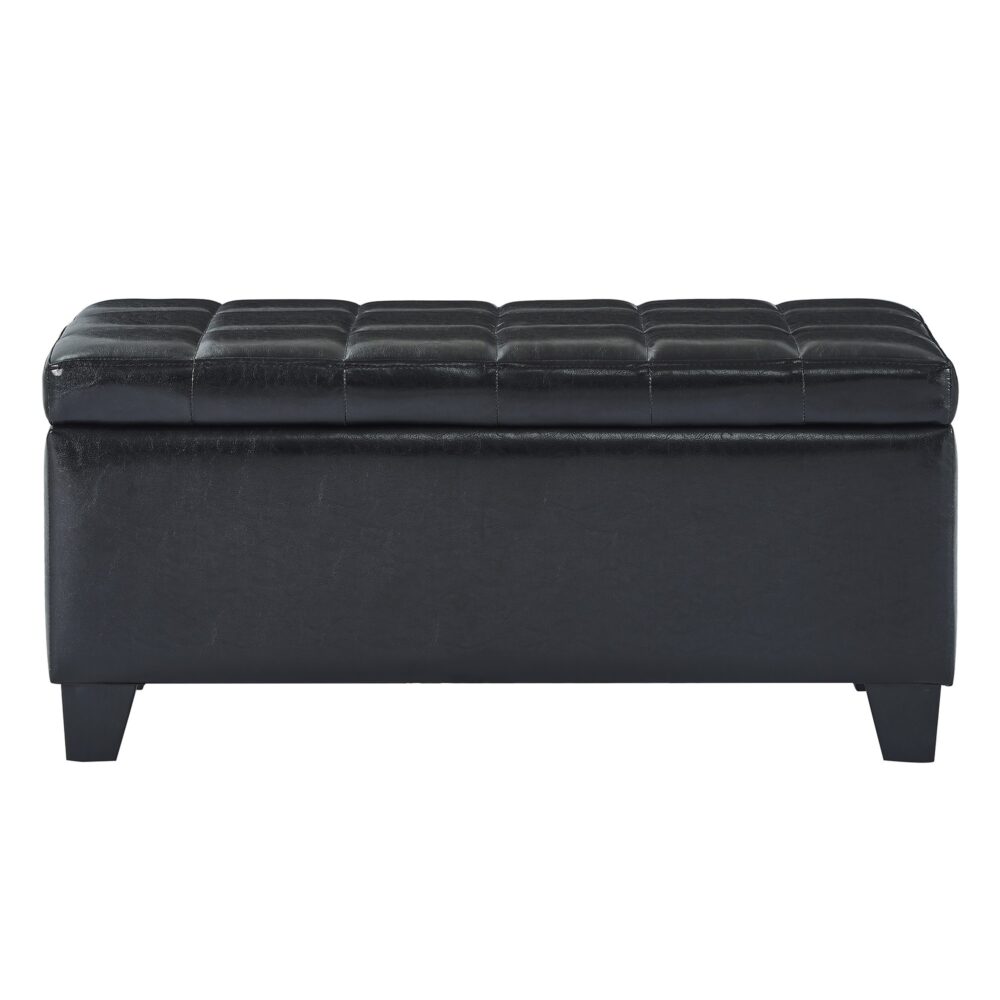 Worldwide Winston Rectangular Storage Ottoman in Black