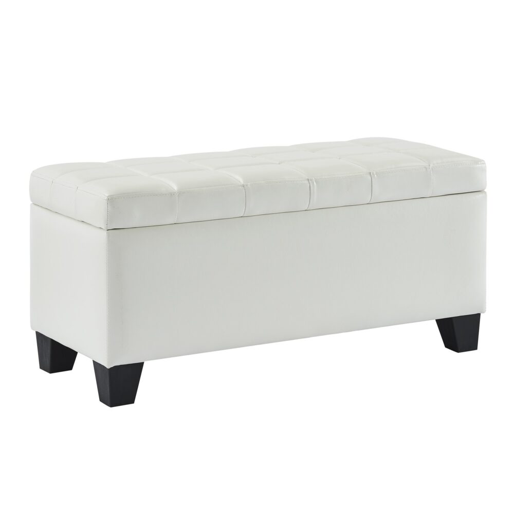 Worldwide Winston Rectangular Storage Ottoman in White