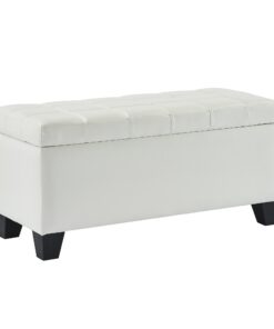 Worldwide Winston Rectangular Storage Ottoman in White