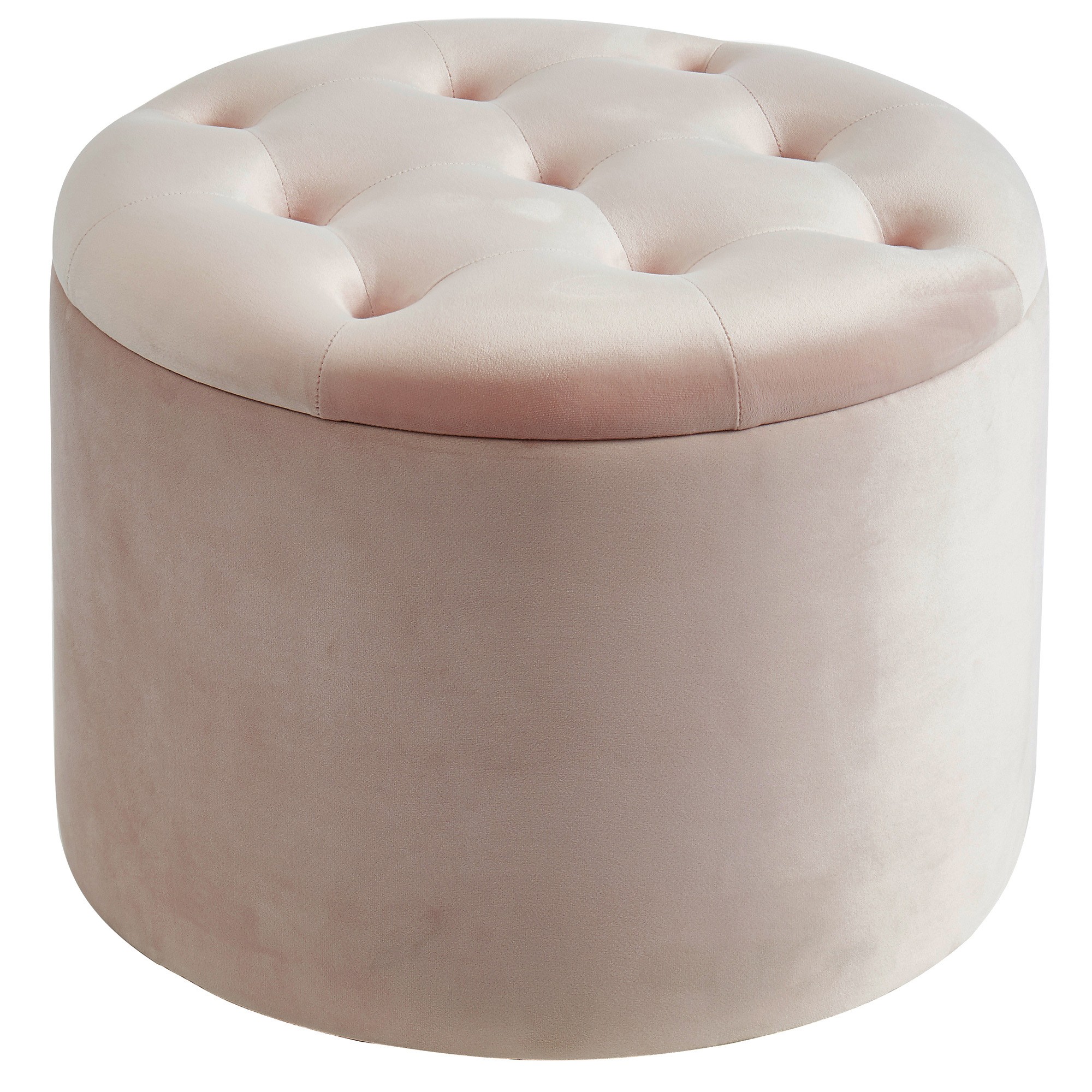 Worldwide Talia Round Storage Ottoman in Blush Pink - Furniture Trends