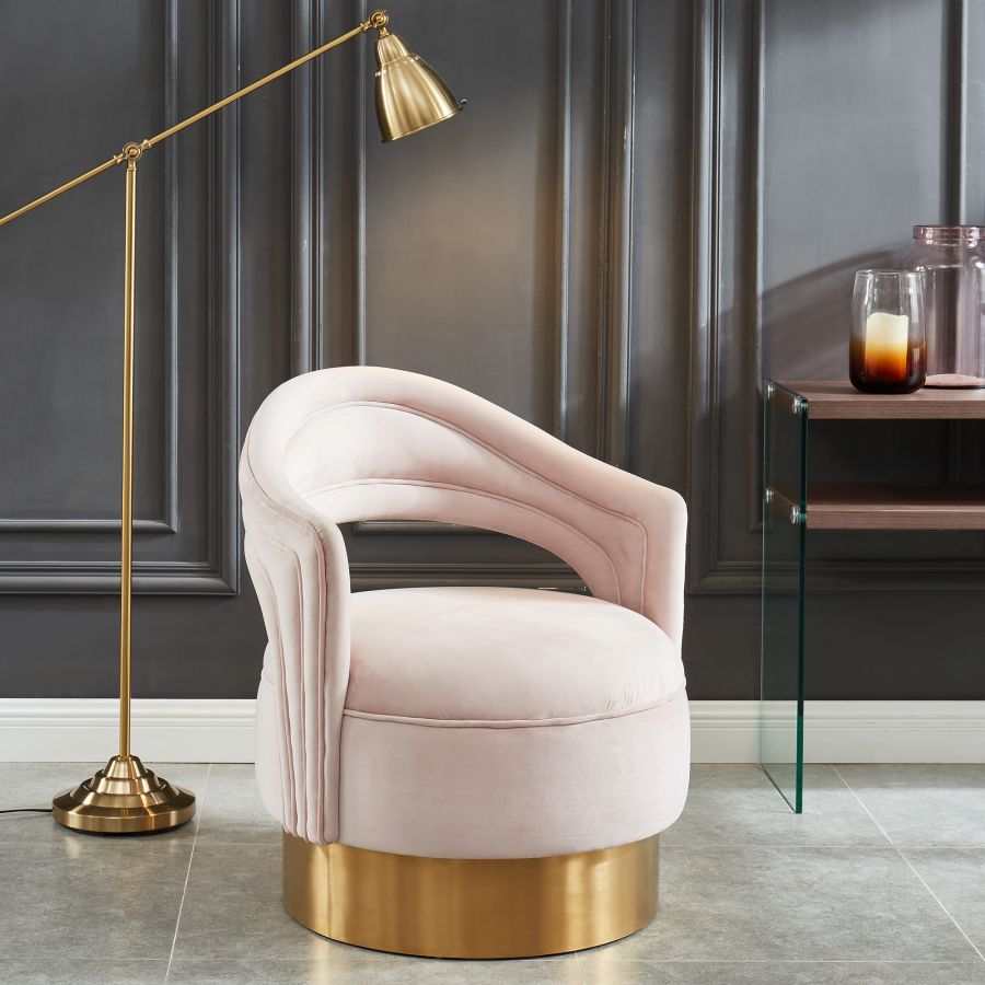 Worldwide Sloane Swivel Accent Chair in Blush Pink/Gold ...