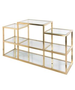 MULTI-LEVEL GOLD CONSOLE TABLE