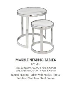 Nesting Tables GY-505, 2Pc Round Faux Marble top nesting tables