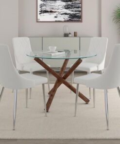 Rocca/Devo 5pc Dining Set, Walnut/White