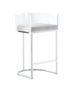 Alternative view of LUCCA Acrylic Counter Stool GY-COU-8529 E-Grey Velvet color Polished steel