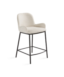 Bennett Counter Chair Gy- Cou-2945 Fuzhou Light Grey Linen Fabric Black Matte Metal Legs