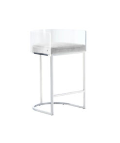 LUCCA Acrylic Counter Stool GY-COU-8529 E-Grey Velvet color Polished steel