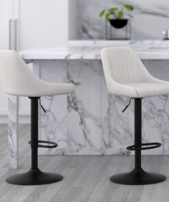 Alternative view of Kron Adjustable Height Air-Lift Swivel Stool, Set of 2, in Beige Fabric
