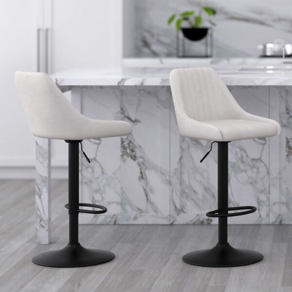Alternative view of Kron Adjustable Height Air-Lift Swivel Stool, Set of 2, in Beige Fabric