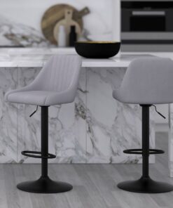 Alternative view of Kron Adjustable Height Air-Lift Swivel Stool, Set of 2, in Grey Fabric