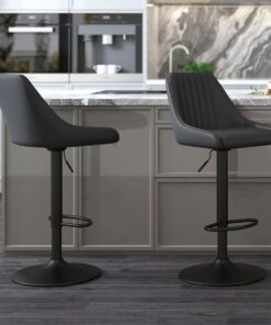 Alternative view of Kron Adjustable Height Air-Lift Swivel Stool, Set of 2, in Black Faux Leather
