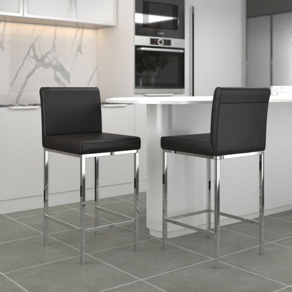 Alternative view of Porto 26" Counter Stool, Set of 2 in Black and Chrome