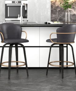Alternative view of Lawson 26" Counter Stool, Set of 2, with Swivel in Vintage Charcoal, Black and Aged Gold