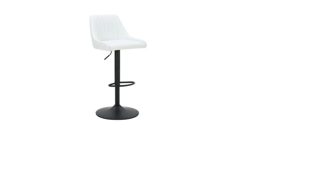 Kron Adjustable Height Air-Lift Swivel Stool, Set of 2, in White Faux Leather