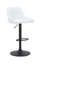 Kron Adjustable Height Air-Lift Swivel Stool, Set of 2, in White Faux Leather