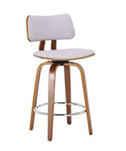 Zuni 26" Counter Stool with Swivel in White Faux Leather and Walnut