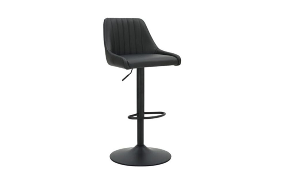 Kron Adjustable Height Air-Lift Swivel Stool, Set of 2, in Black Faux Leather