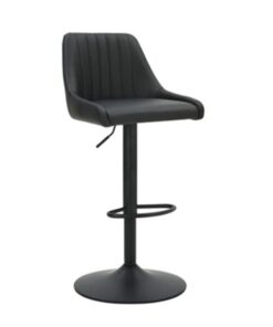 Kron Adjustable Height Air-Lift Swivel Stool, Set of 2, in Black Faux Leather