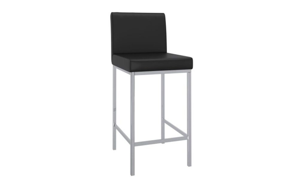 Porto 26" Counter Stool, Set of 2 in Black and Chrome