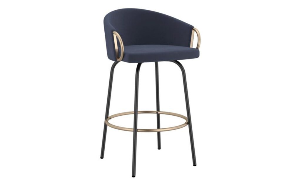 Lavo 26" Counter Stool, Set of 2 in Blue and Black and Gold