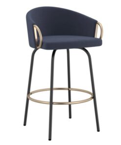 Lavo 26" Counter Stool, Set of 2 in Blue and Black and Gold
