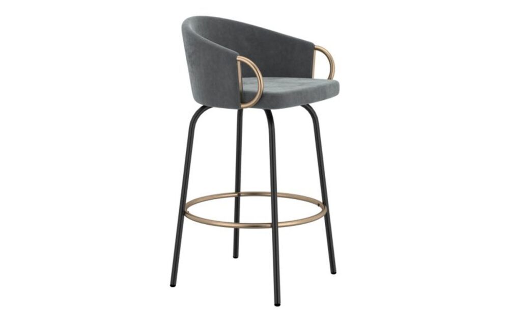 Lavo 26" Counter Stool, Set of 2 in Grey and Black and Gold
